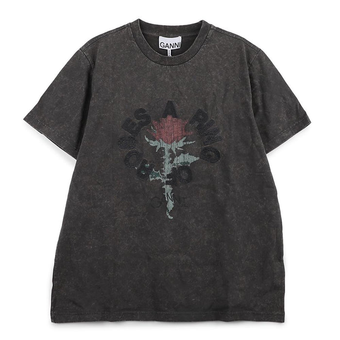 GANNI Rose Graphic Short Sleeve T-Shirt A1050171 252