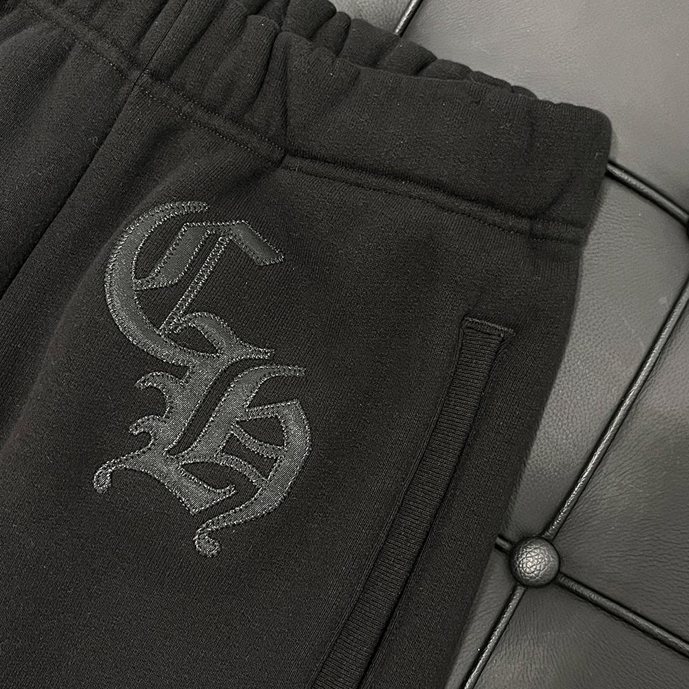 Chrome Hearts Black Relaxed Fit Sweatpants with CH Embroidery