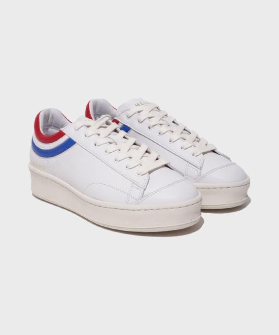 BALENCIAGA Leather Low-Top Sneakers f HELM241PSSN004WH WHITE RED FRENCH BLUE DOM