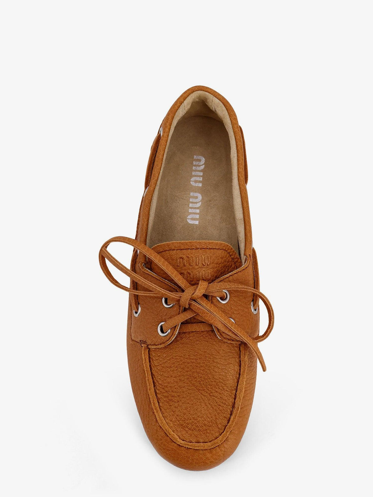 Miu Miu Leather Boat Shoes Loafers Women’s Navy