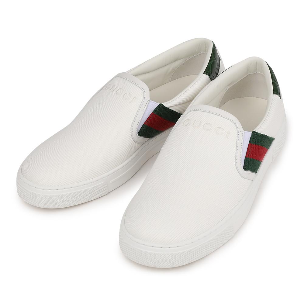 GUCCI White Canvas Ace Slip-On Low Top Sneakers 834216 FAEN8 9052