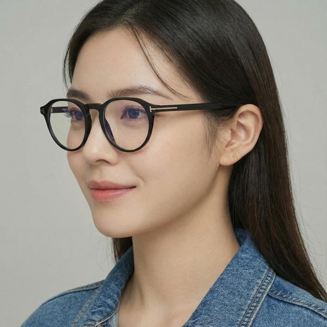 TOM FORD Blue Light Blocking Round Acetate Eyeglasses Unisex TF5833B 001