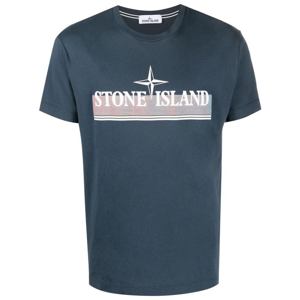 STONE ISLAND Blue Logo Tricromia Short Sleeve T-Shirt 76152NS92 V0024