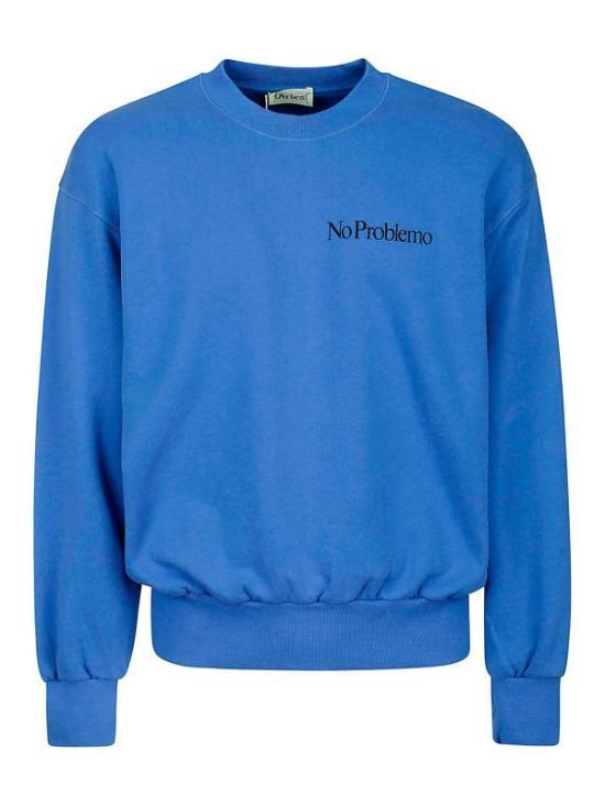 Aries Long Sleeve Sweatshirt Men’s Crewneck Cotton Black FTAR20009BLU DOM