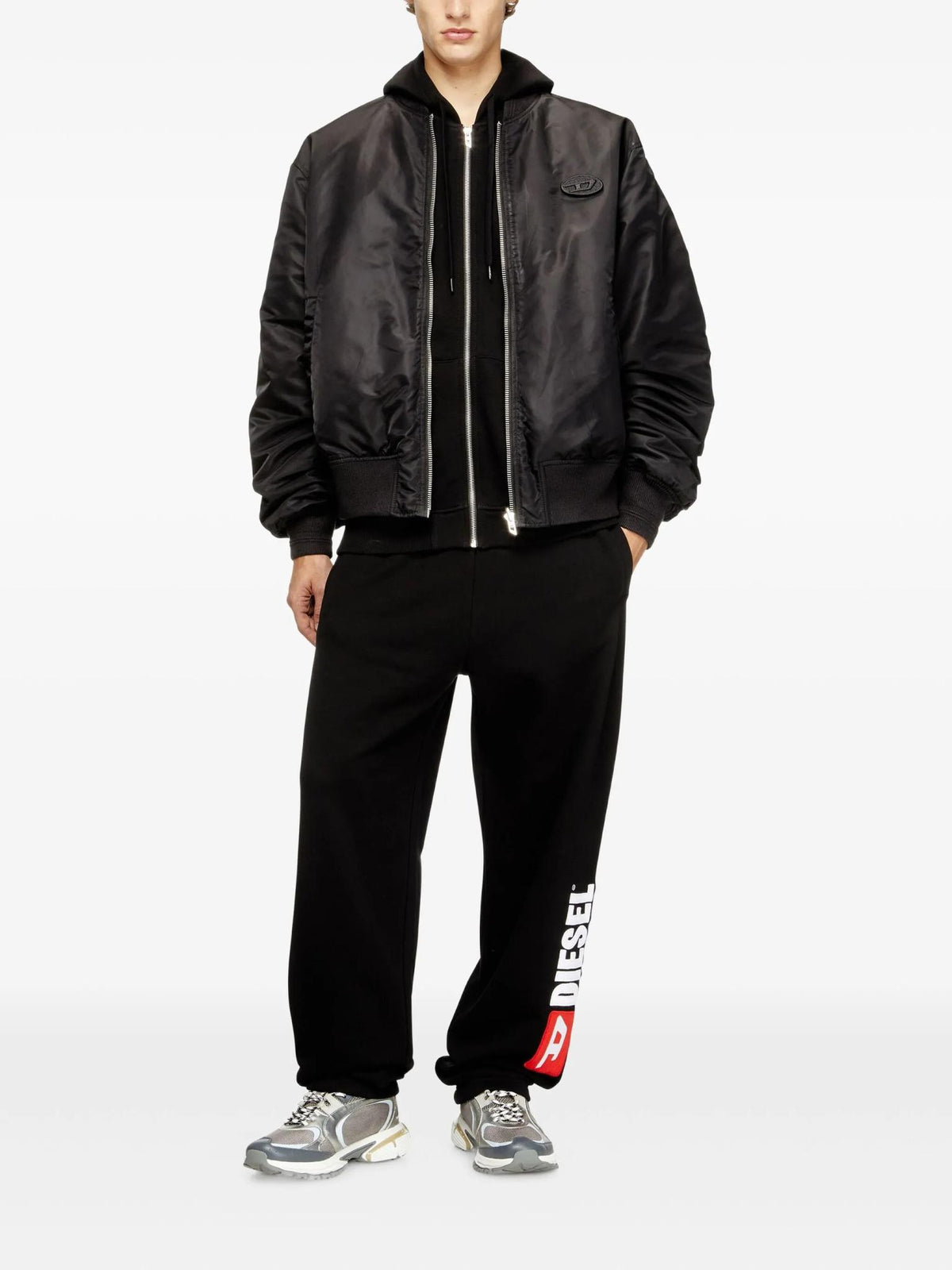 DIESEL Black Nylon Bomber Jacket for Men