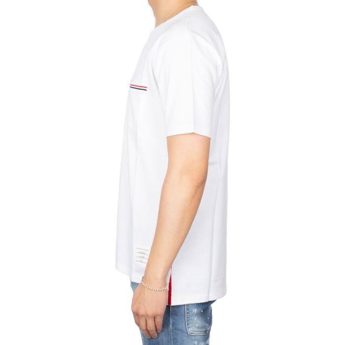 THOM BROWNE Tricolor Stripe Pocket T-Shirt White Men’s