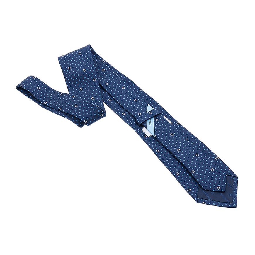 Ferragamo Gancini Silk Tie for Men 35 0874 F NAVY 0761807