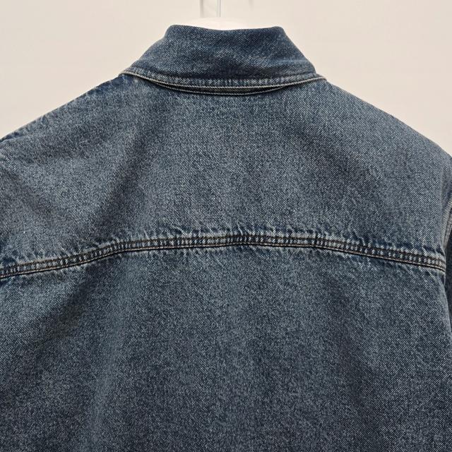 AMI Blue Cotton Oversized Denim Shirt with Heart Logo UJK897 DE0046 480