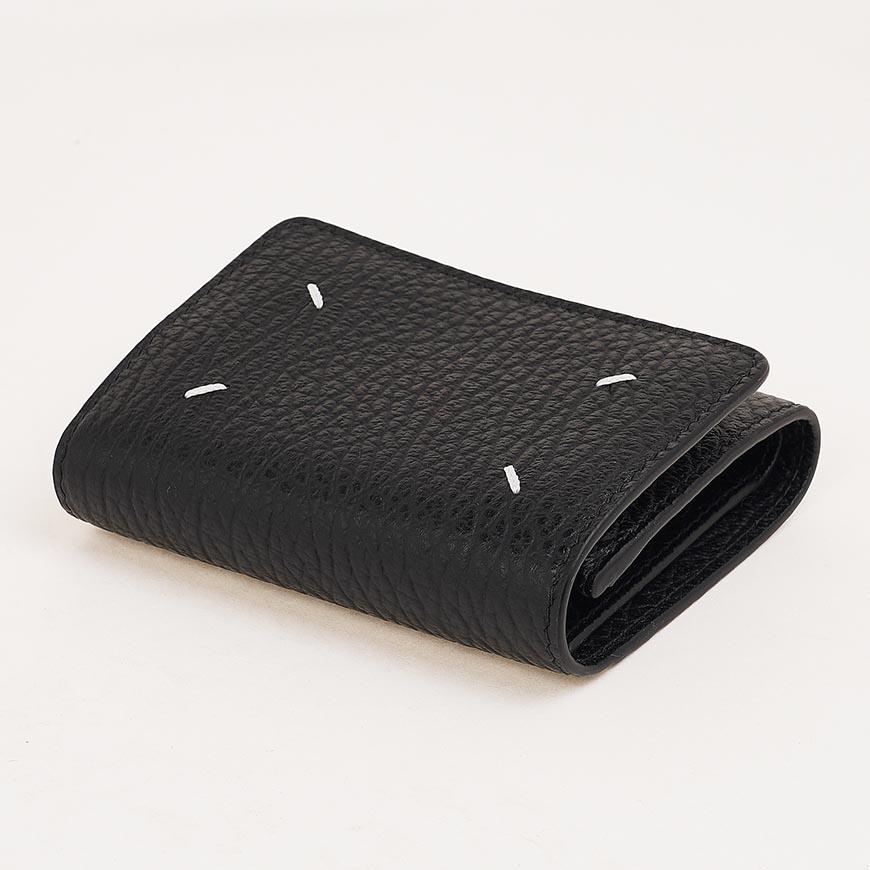 Maison Margiela Unisex Four-Stitch Leather Bifold Wallet Black