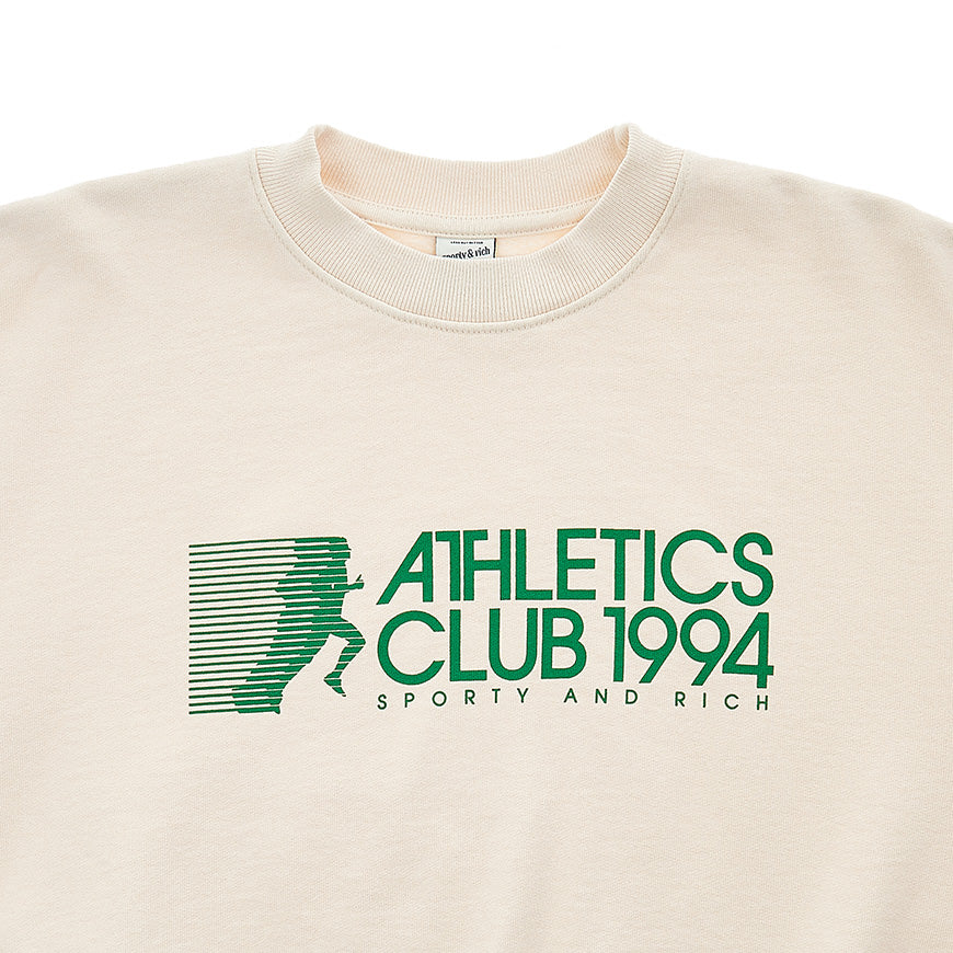 SPORTY&RICH Women's Athletic Crewneck Sweatshirt ATHLETIC CREWNECK CREAM GRASS 1