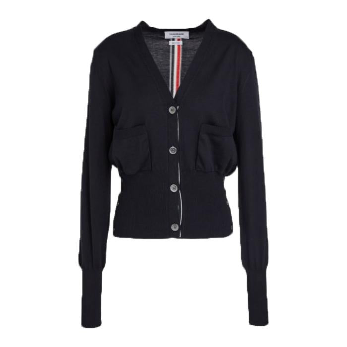 THOM BROWNE Relaxed Fit Cardigan with Back Tricolor Stripe FKC301A 06162 415