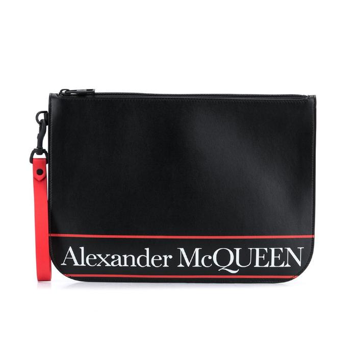 Alexander Mcqueen Unisex Logo Print Black Clutch Bag
