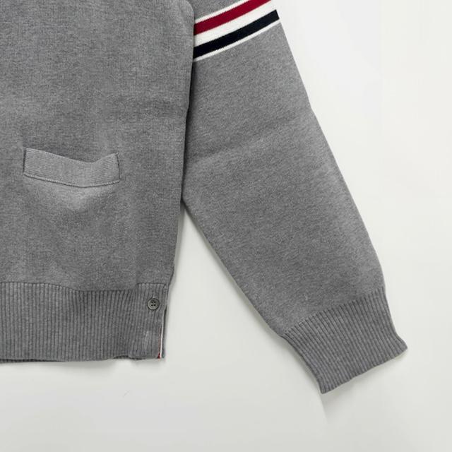 THOM BROWNE Milano Knit Tricolor Armband Cardigan Gray Unisex