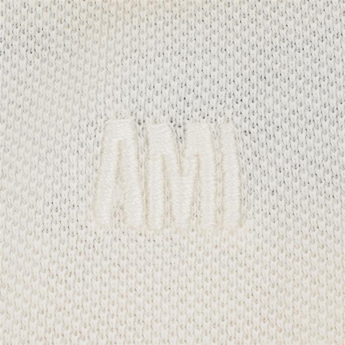 AMI Heart Logo Knit Patch Short Sleeve Polo T-Shirt