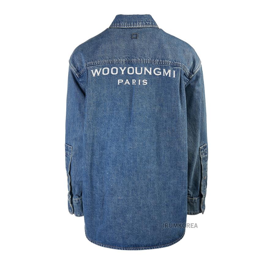 WOOYOUNGMI Blue Denim Back Logo Long Sleeve Shirt M243SH17 983L