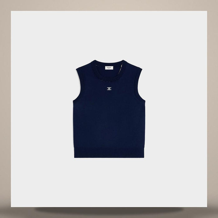 CELINE Dark Blue Fine Wool Long Sleeve Shirt RX0I70100 07DX