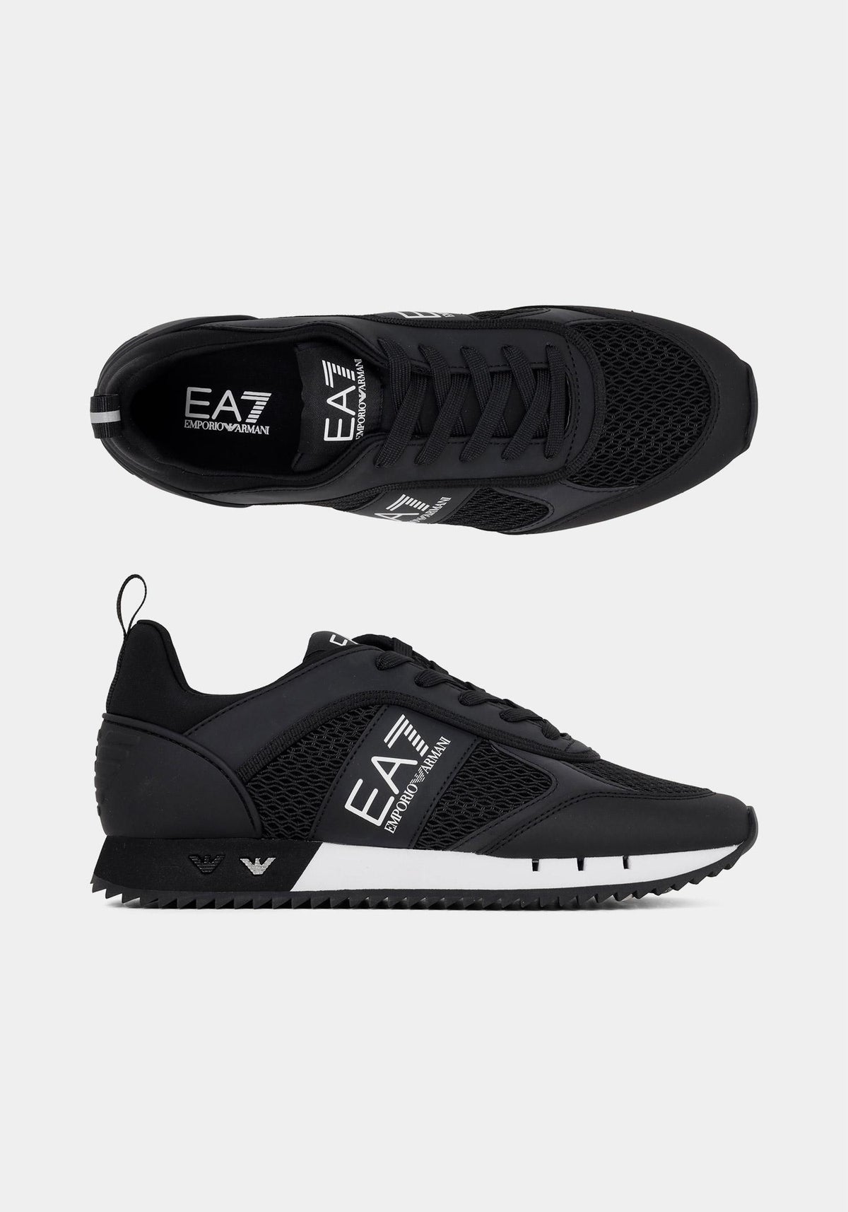 EA7 Men's Black White Mesh Low-Top Sneakers 7X000334 AF18610 MC001