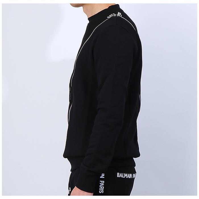 Balmain Diagonal Zip Round Neck Knit Sweater for Men RH13131 J928 0PA