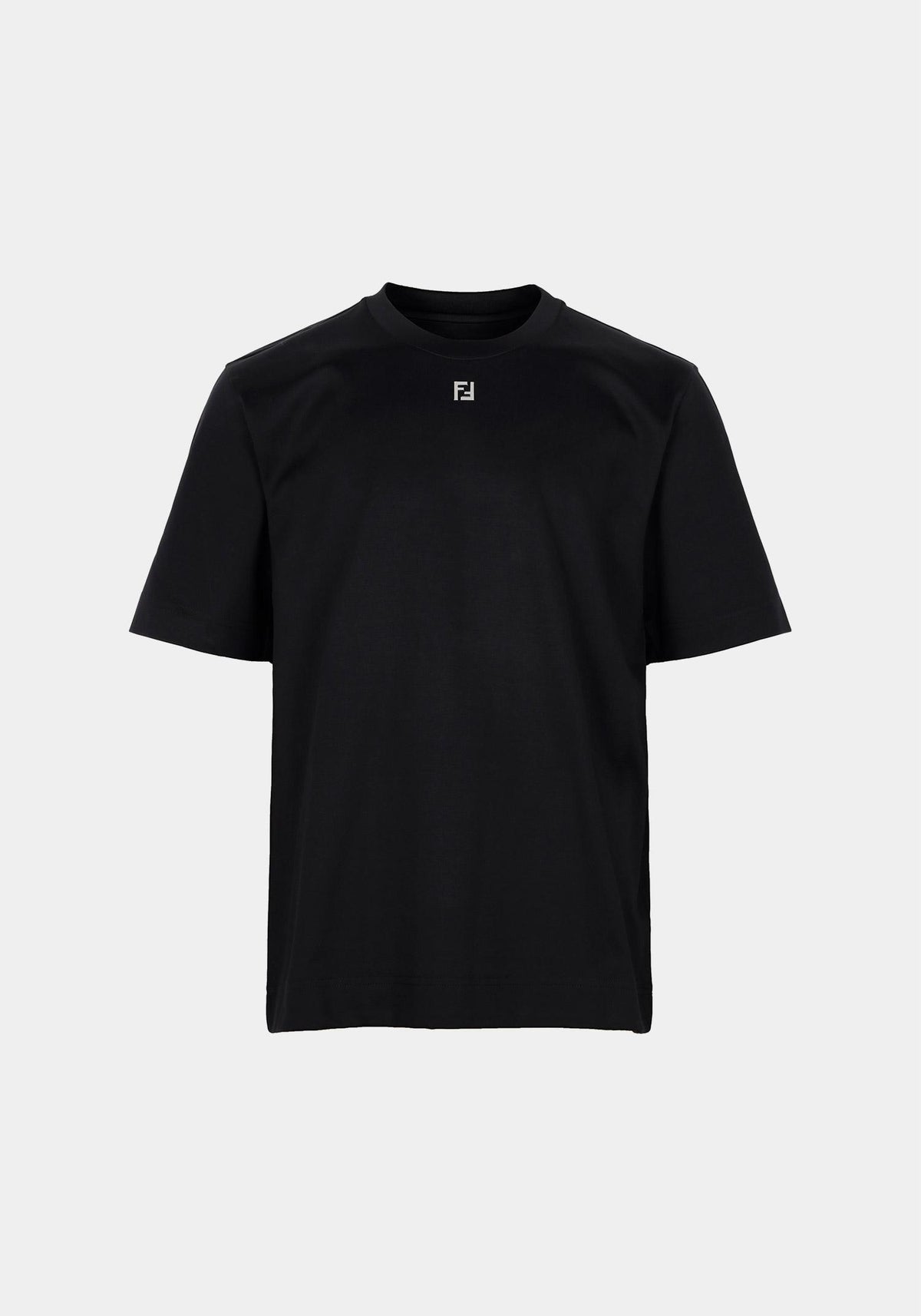 FENDI Black FF Metal Logo T-Shirt for Men