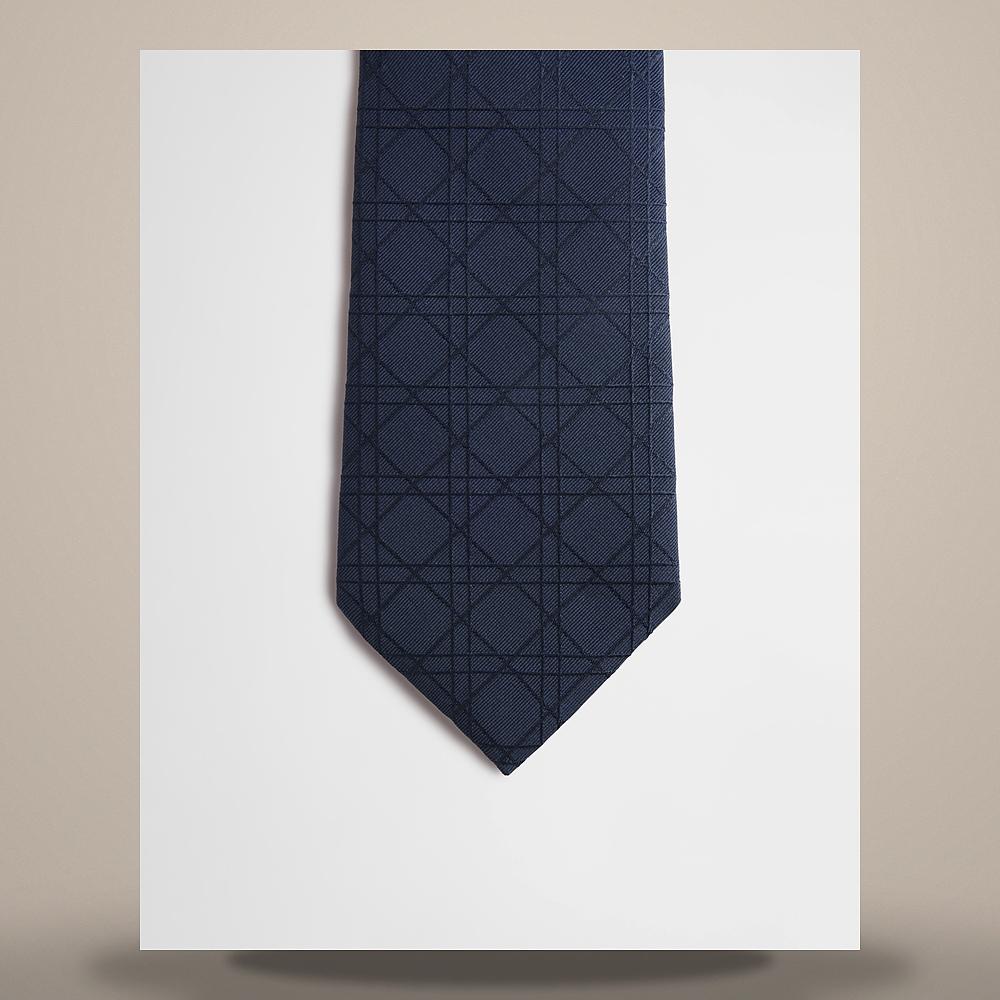 DIOR Cannage Navy Blue Silk Tie
