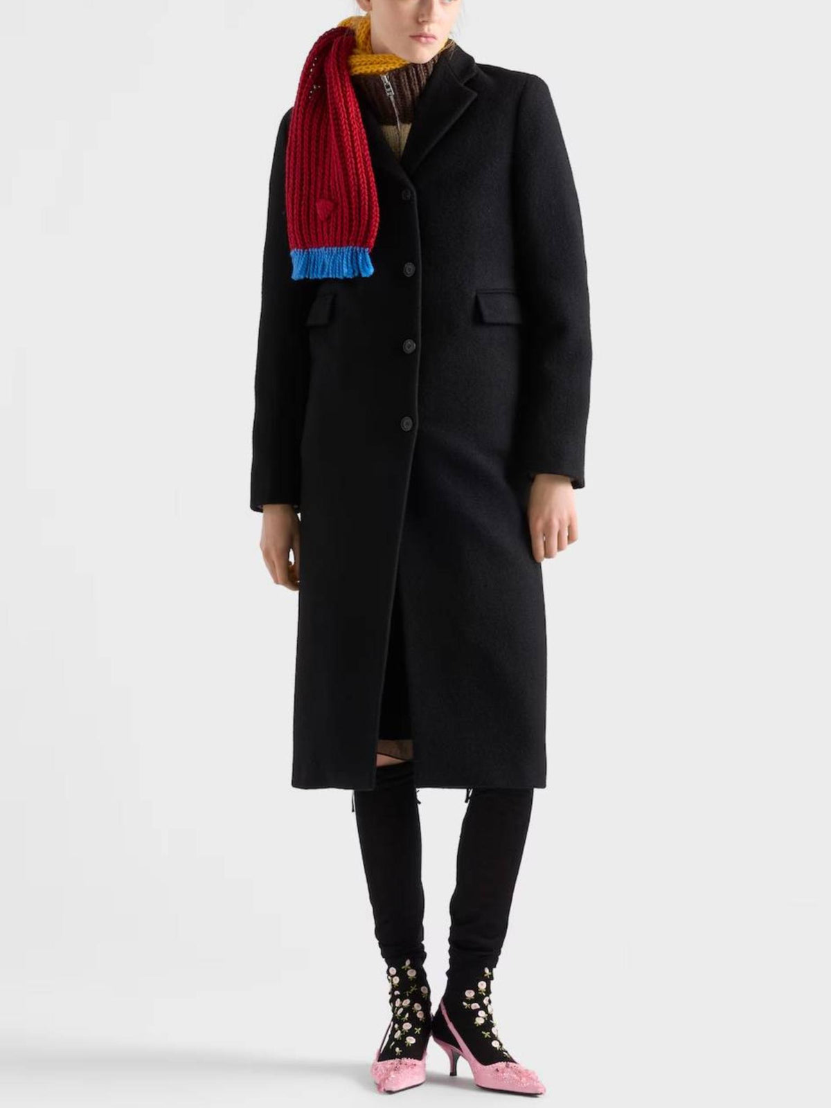 PRADA Wool Cashmere Cape Coat Black