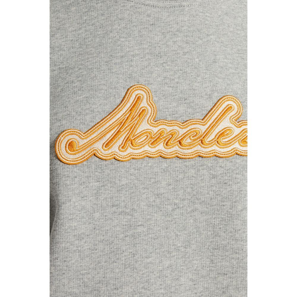 Moncler Logo Crewneck Sweatshirt for Women Gray Cotton