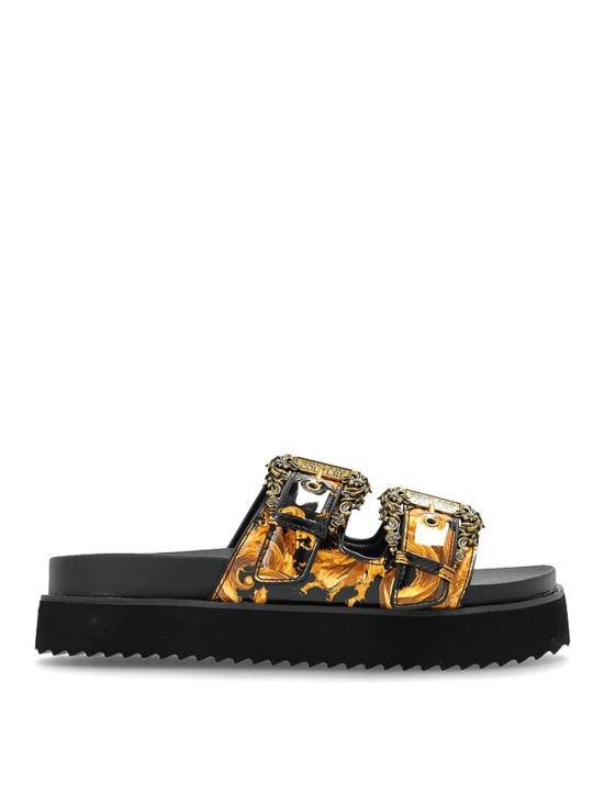 Versace Black Mule Slide Sandals 80VA3SM1 ZS366 G89 BLACK GOLD DOM