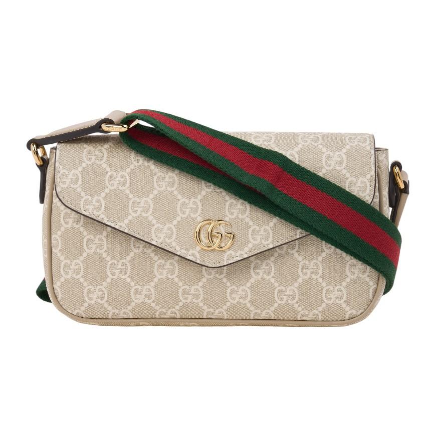 GUCCI Ophidia Pochette Shoulder Bag Beige/Brown Canvas Leather