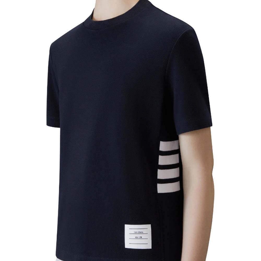THOM BROWNE Women’s Diagonal Stripe Short Sleeve T-Shirt Navy