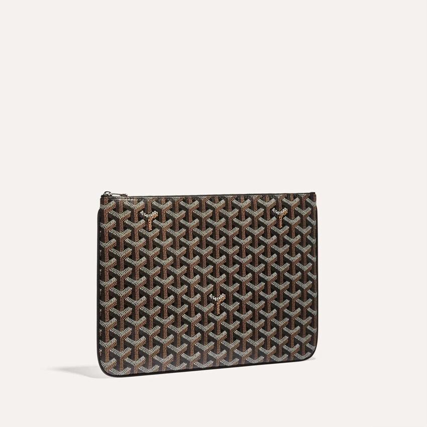 GOYARD Senat MM Black Leather Clutch Pouch for Women