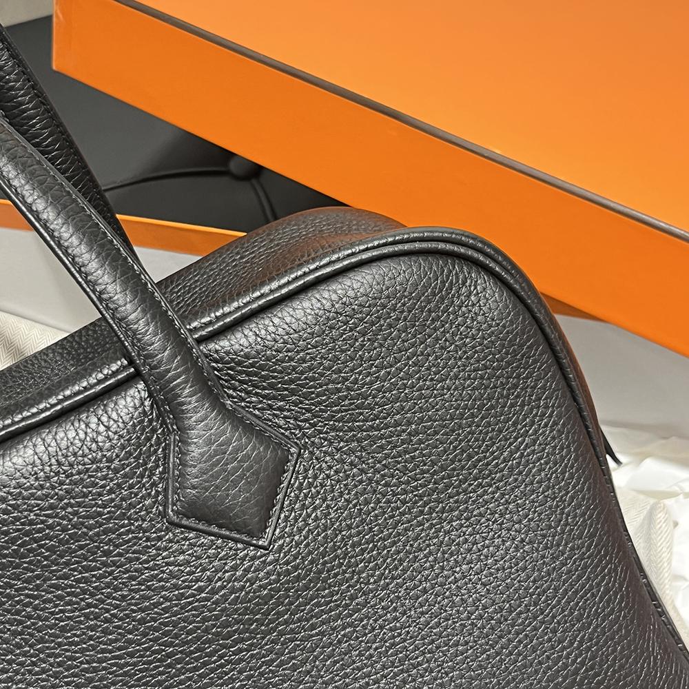 HERMES Victoria II Travel 35 Tote Bag Black Palladium Hardware