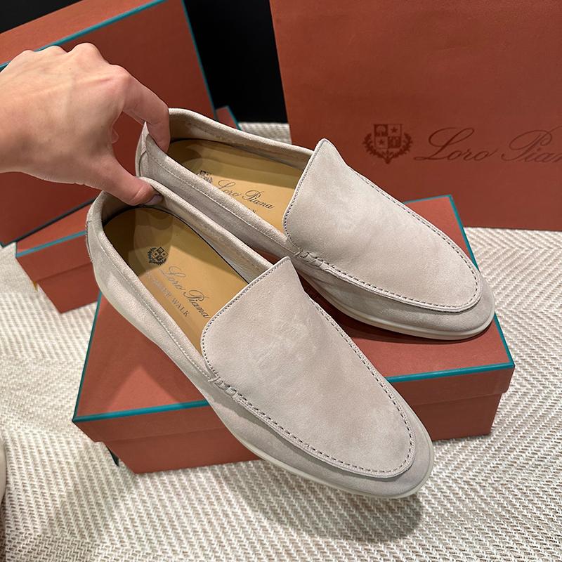 Loro Piana Men’s Suede Classic Moccasin Loafers Beige