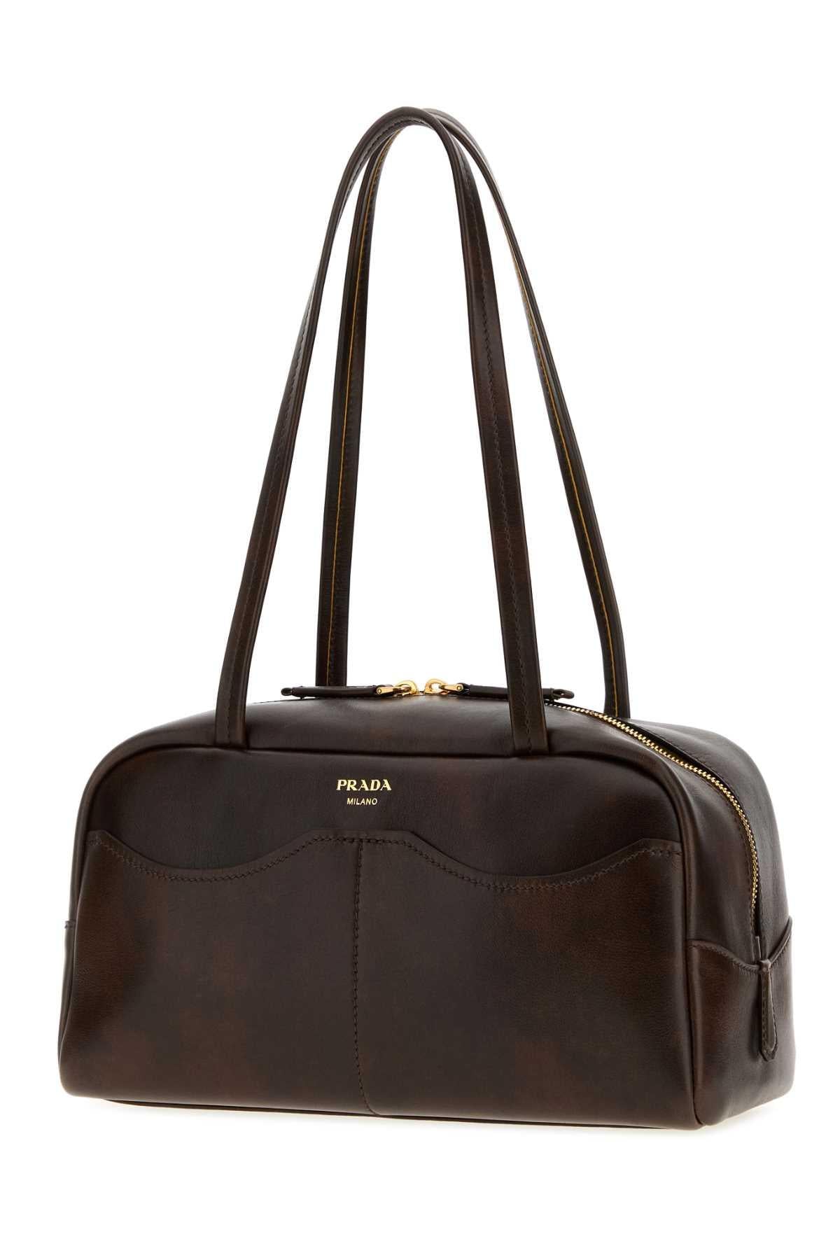 PRADA Brown Leather Shoulder Bag