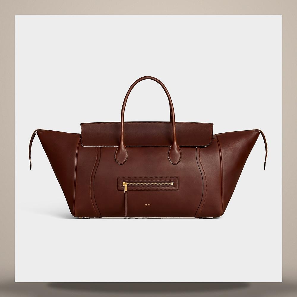 CELINE Big Luggage Supple Shiny Lambskin Tote Bag Deep Brown L100F3GW2 28BK