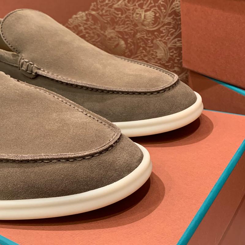 Loro Piana Men’s Suede Moccasin Loafers Brown Classic