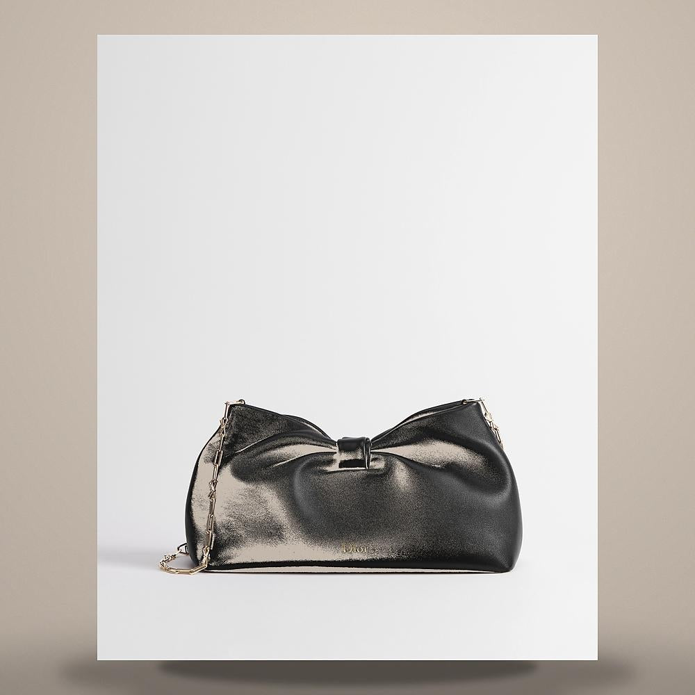 DIOR Black Lambskin Dior Bow Bag Medium Shoulder Bag M0714OUQO M900
