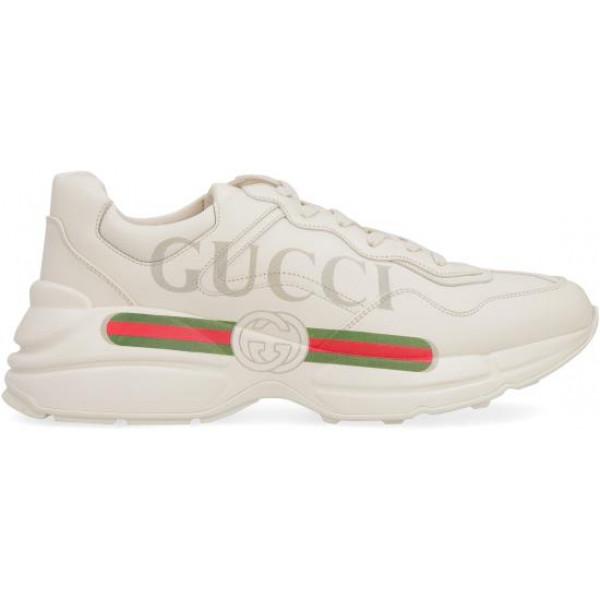 GUCCI Rhyton Logo Leather Low Top Sneakers