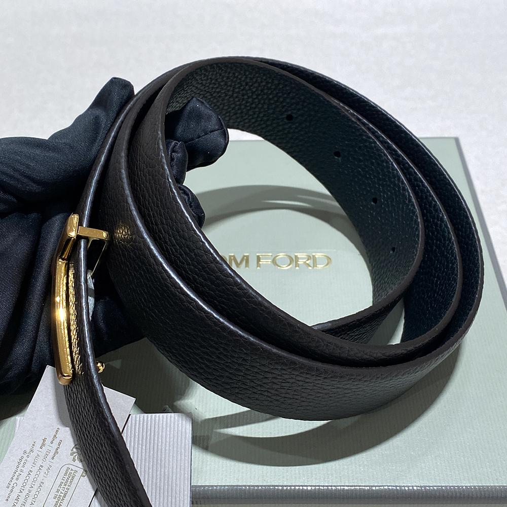 TOM FORD Men’s Reversible Leather T Buckle Belt Brown/Black