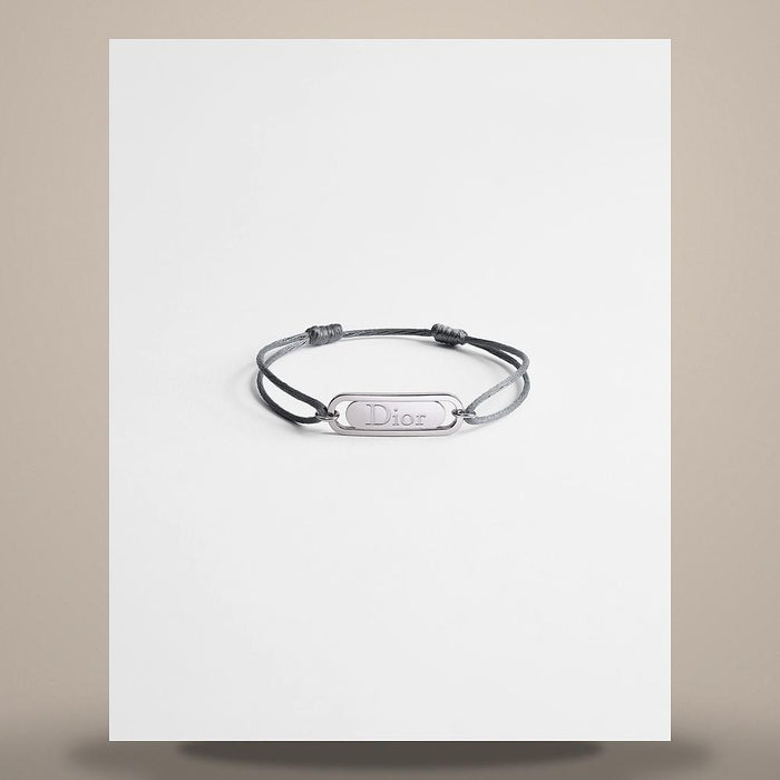 DIOR Gray Cord Silver-Finish Brass Link Bracelet B3371HOMMT D005