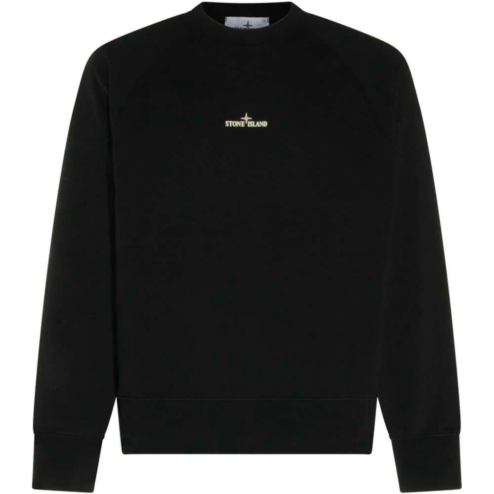 STONE ISLAND Logo Print Black Sweatshirt Unisex