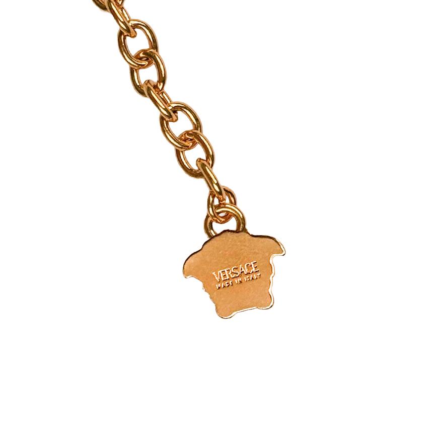 Versace Black Enamel Medusa Gold-Tone Pendant Necklace