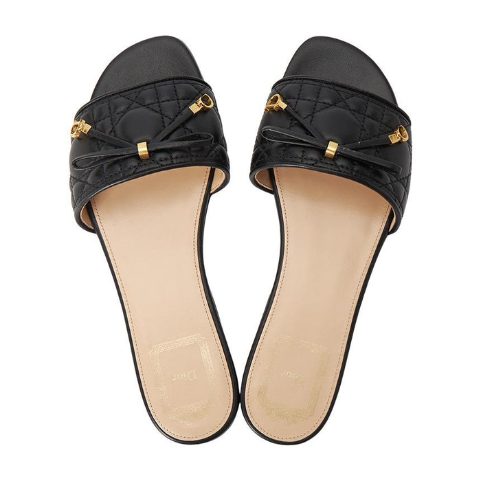 DIOR Cannage Women’s Slide Sandals Slippers Black