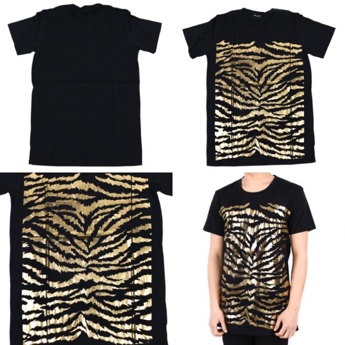 Balmain Men’s Zebra Print Short Sleeve T-Shirt Black