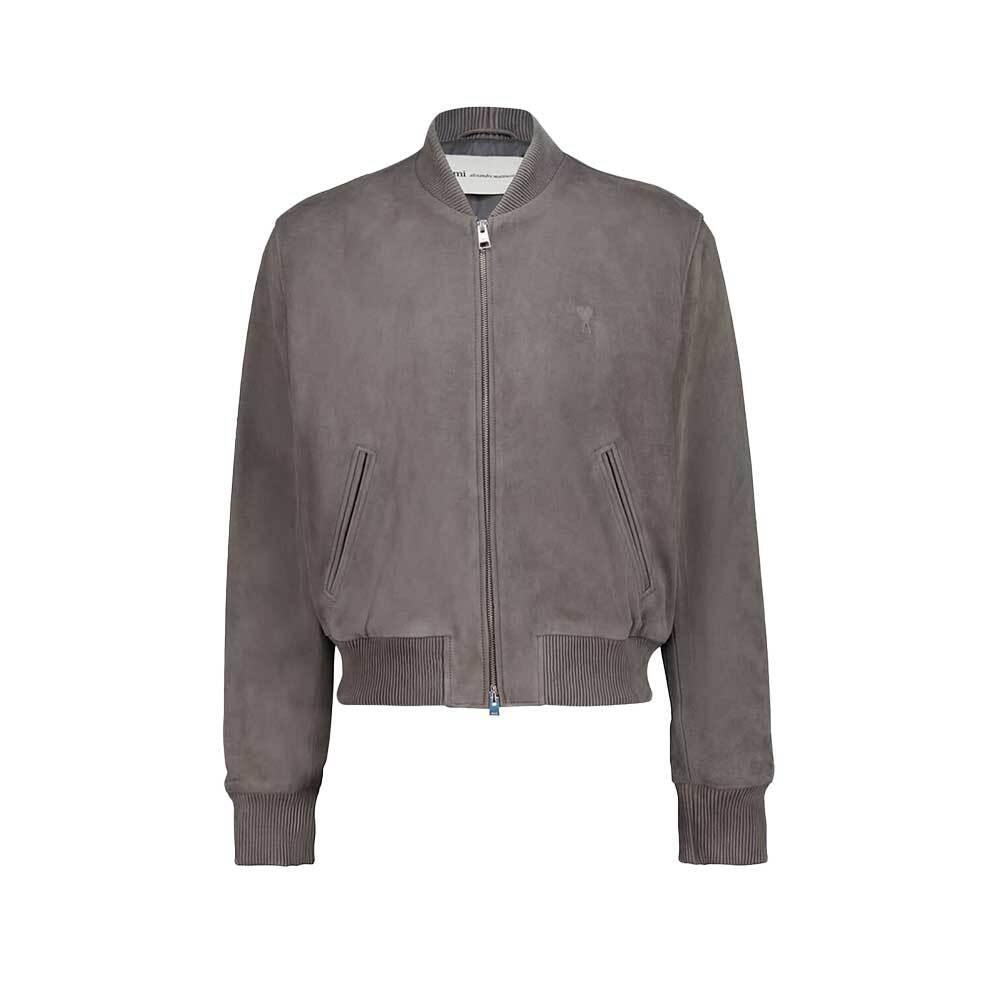 AMI Leather Zip Jacket for Men HJK152 LH0059 516
