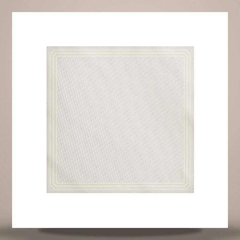 DIOR Oblique Ivory Silk Wool Jacquard Scarf 62TS140I1058 C039