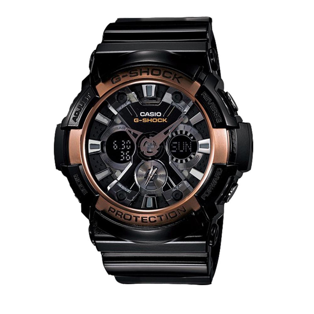G Shock Black Rose Gold Big Face Rubber Sports Watch GA 200RG 1A