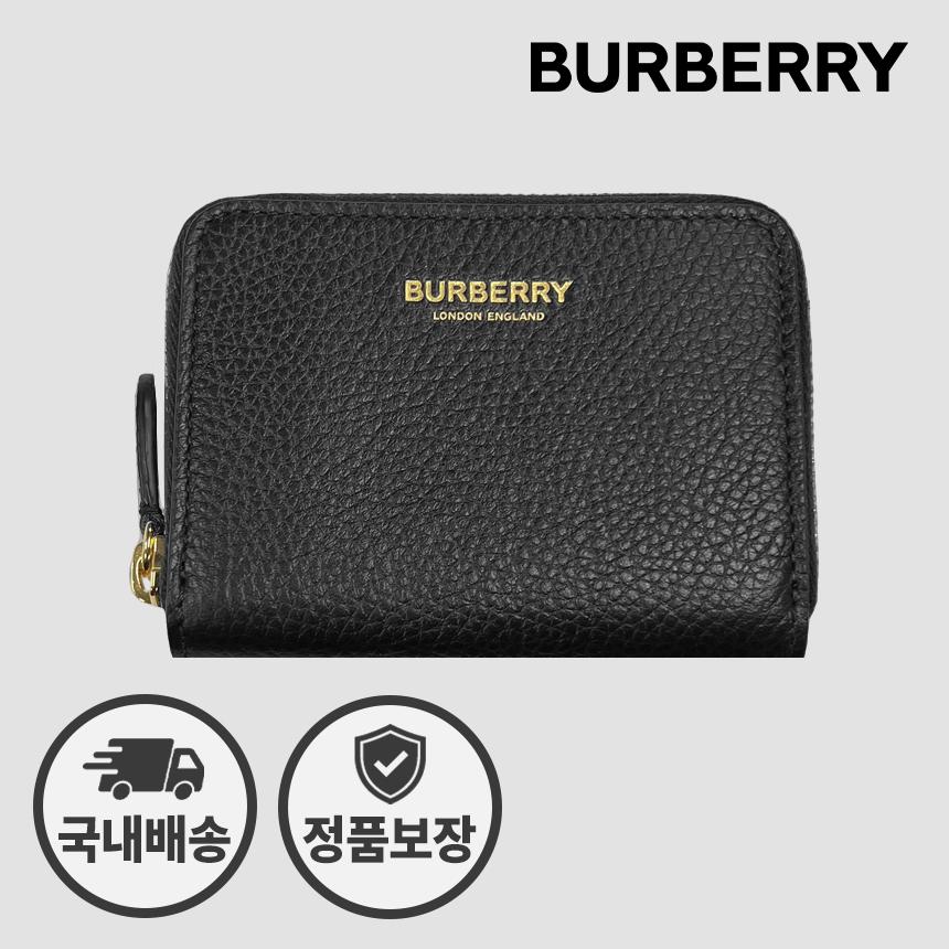 BURBERRY Zip Around Black Leather Card Holder Wallet 80840421 81072621