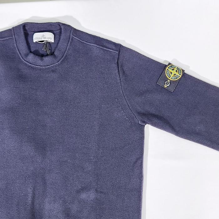 STONE ISLAND Winter Cotton Crewneck Knit Sweater Black Men's