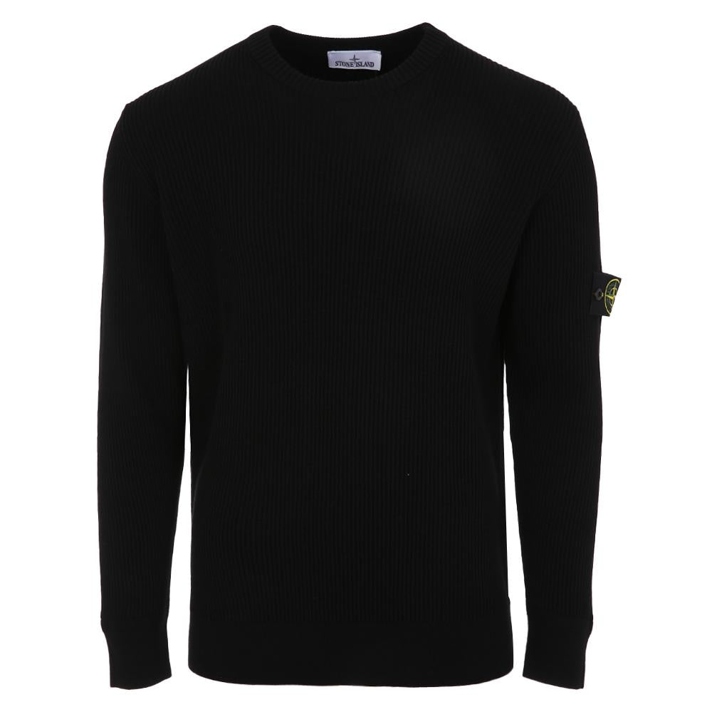 STONE ISLAND Lambswool Rib Knit Crewneck Sweater Black K2S155100053 S00C2 V0029