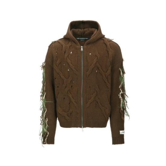 Andersson Bell Zip-Up Knit Sweater for Men ATB1347U BROWN DOM